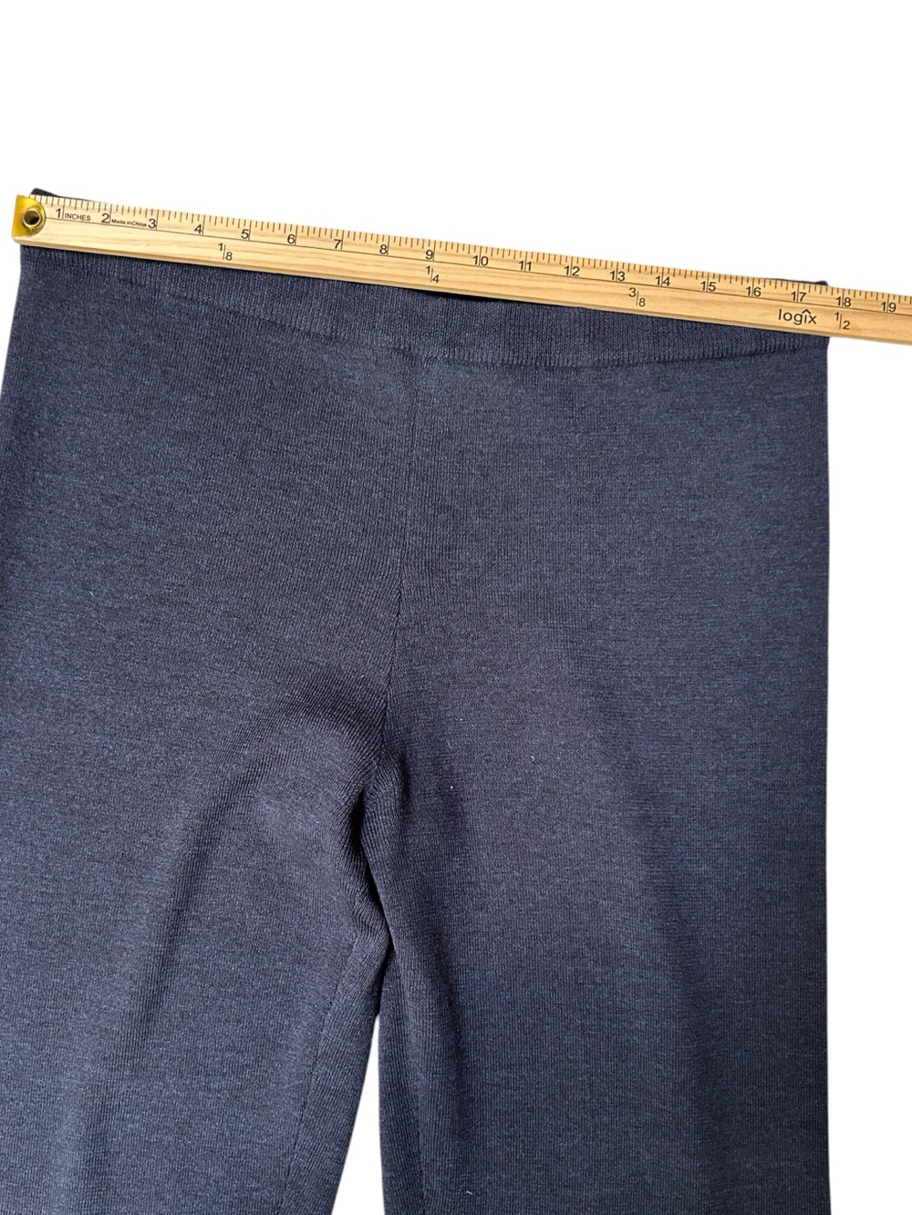 Vintage Eileen Fisher 100% Merino Wool Wide Leg Knit Sweater Pants Navy Medium - Picture 4 of 7